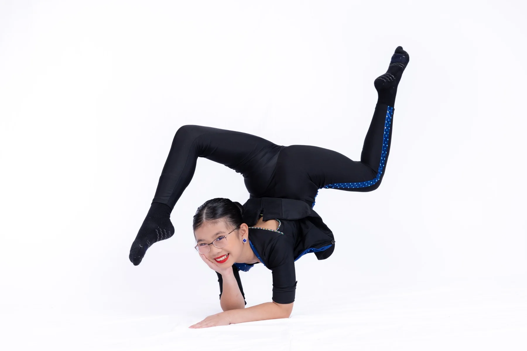 Acrobatics student demonstrating strength and control